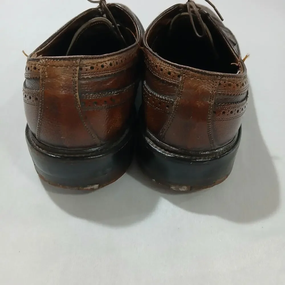 Allen Edmonds Mens Wingtip Oxford Shoes 10.5C Brown Leather Brogue Dress Vintage